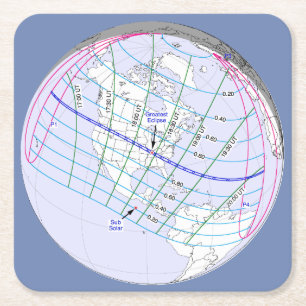 Total Solar Eclipse 2017 Global Path Square Paper Coaster