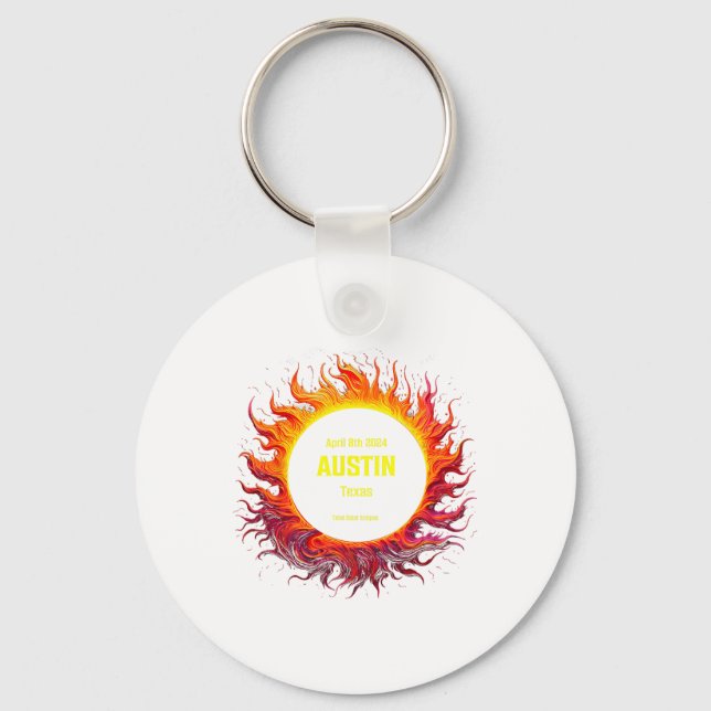 Total Solar Eclipse 2024 Austin Texas  Keychain (Front)