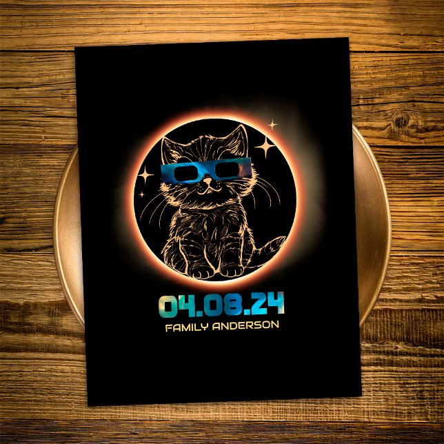 Total Solar Eclipse 2024 Cat Solar Eclipse Glasses Postcard (Creator Uploaded)