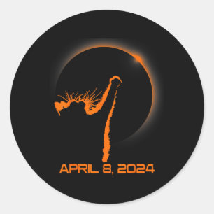Total Solar Eclipse 2024 Cat Wearing Solar Eclipse Classic Round Sticker