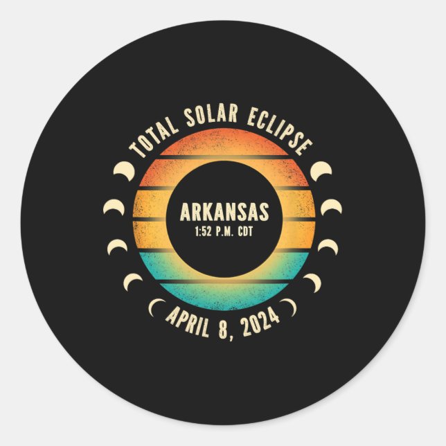 Total Solar Eclipse 2024  Classic Round Sticker (Front)