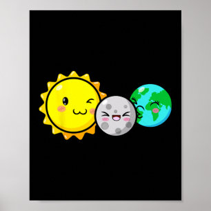 Total Solar Eclipse 2024 Cute Kawaii Fun Astronomy Poster