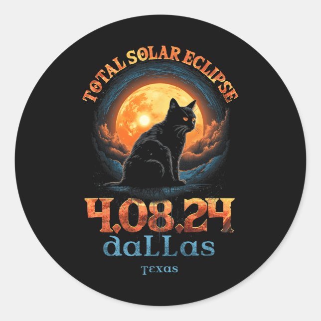 Total Solar Eclipse 2024 Dallas Texas  Classic Round Sticker (Front)