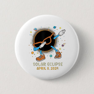 Total Solar Eclipse 2024 Funny Dabbing For Kids To 2 Inch Round Button