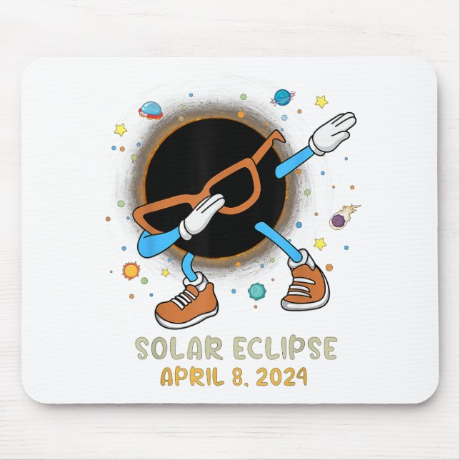 Total Solar Eclipse 2024 Funny Dabbing For Kids To Mouse Pad (Front)
