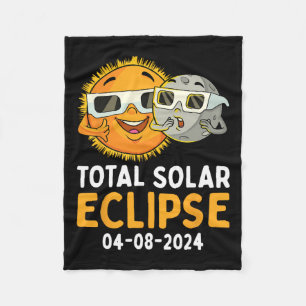 Total Solar Eclipse 2024 Glasses Fun Sun Moon Kids Fleece Blanket