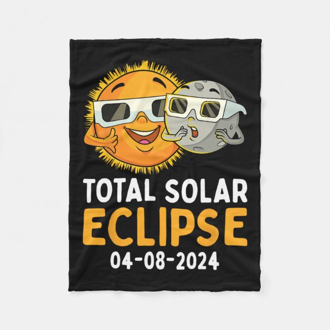 Total Solar Eclipse 2024 Glasses Fun Sun Moon Kids Fleece Blanket (Front)