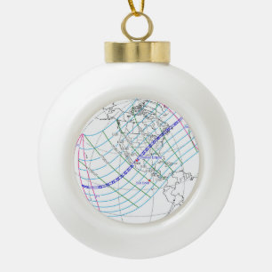 Total Solar Eclipse 2024 Global Path Ceramic Ball Christmas Ornament