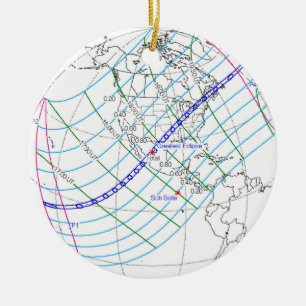Total Solar Eclipse 2024 Global Path Ceramic Ornament