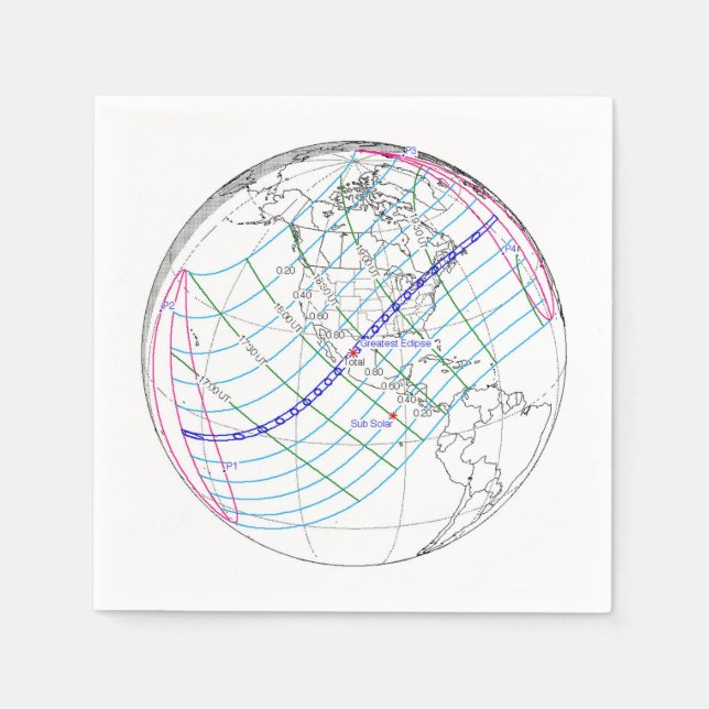 Total Solar Eclipse 2024 Global Path Napkin (Front)