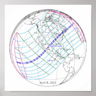 Total Solar Eclipse 2024 Global Path Poster