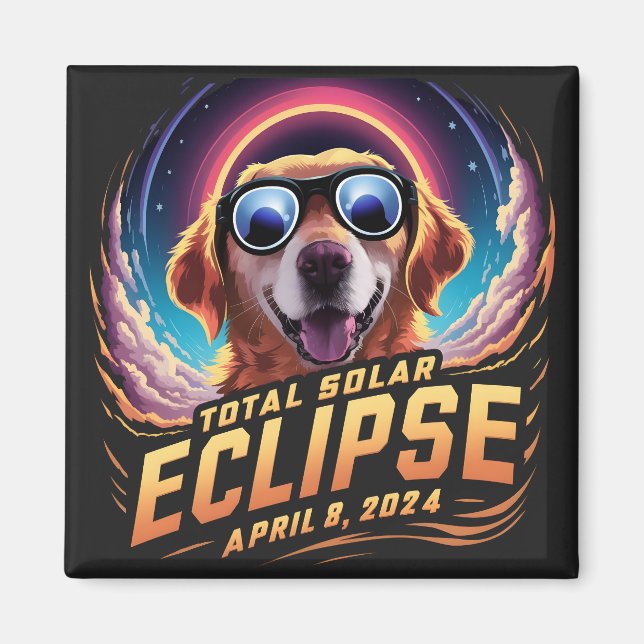 Total Solar Eclipse 2024 Golden Retriever Lover Magnet (Front)