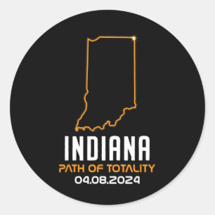 Total Solar Eclipse 2024 Indiana April 8 America T Classic Round Sticker