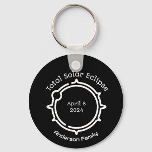 Total Solar Eclipse 2024 Modern Minimal Black  Keychain