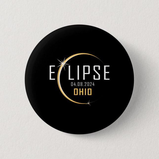 Total Solar Eclipse 2024 Ohio America Spring Total 2 Inch Round Button (Front)