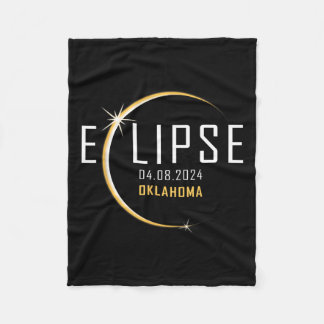 Total Solar Eclipse 2024 Oklahoma America Totality Fleece Blanket