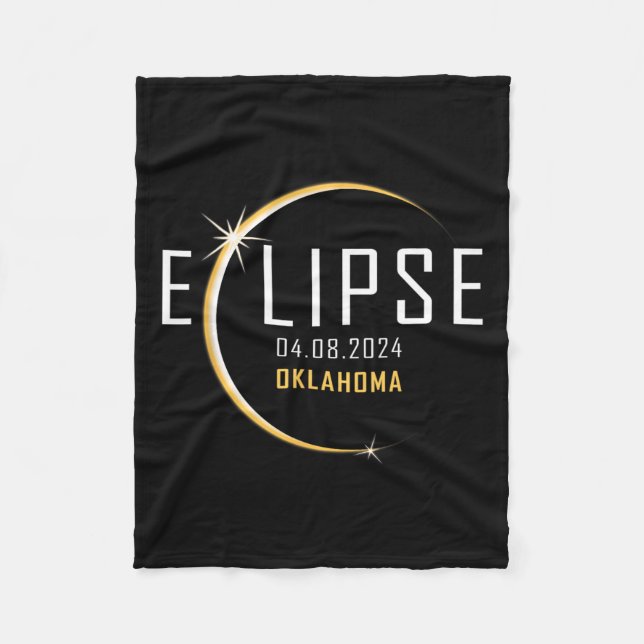 Total Solar Eclipse 2024 Oklahoma America Totality Fleece Blanket (Front)