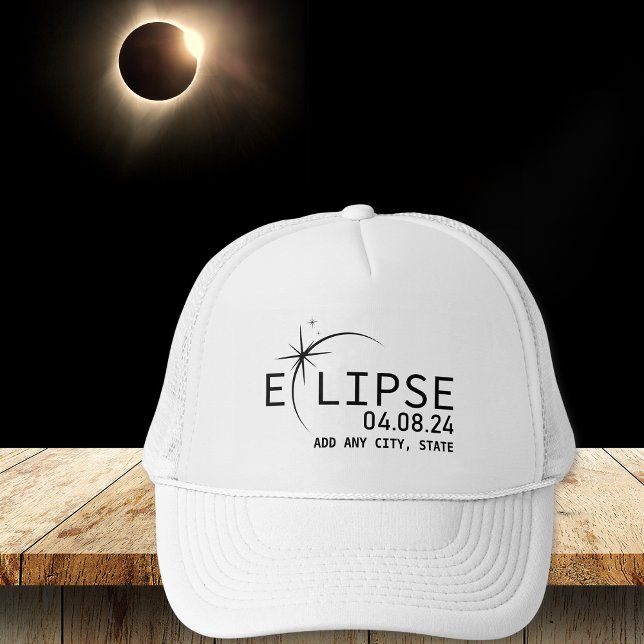 Total Solar Eclipse 2024 Optional Custom City Trucker Hat (Creator Uploaded)
