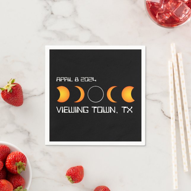 Total Solar Eclipse 2024 Personalized Town State Napkin (Insitu)