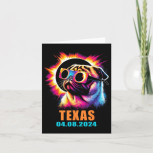 Total Solar Eclipse 2024 Pug Dog With Gles  Card
