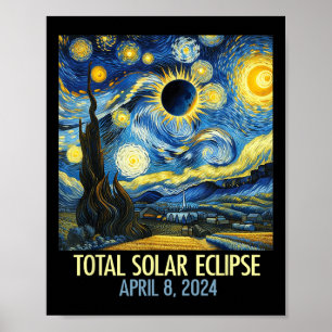 Total Solar Eclipse 2024 Starry Night Totality Van Poster