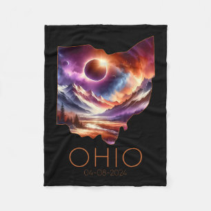 Total Solar Eclipse 2024 State Ohio Totality April Fleece Blanket