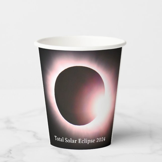 Total solar eclipse 2024 sun moon  paper cups (Front)