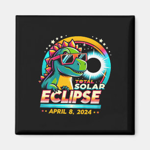 Total Solar Eclipse 2024 T-rex Wearing Solar Glass Magnet