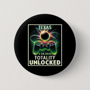 Total Solar Eclipse 2024 Texas Video Game Gamer 2 Inch Round Button