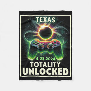Total Solar Eclipse 2024 Texas Video Game Gamer Fleece Blanket