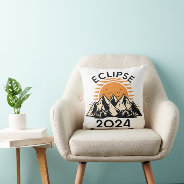Total Solar Eclipse 2024 Throw Pillow (Chair)