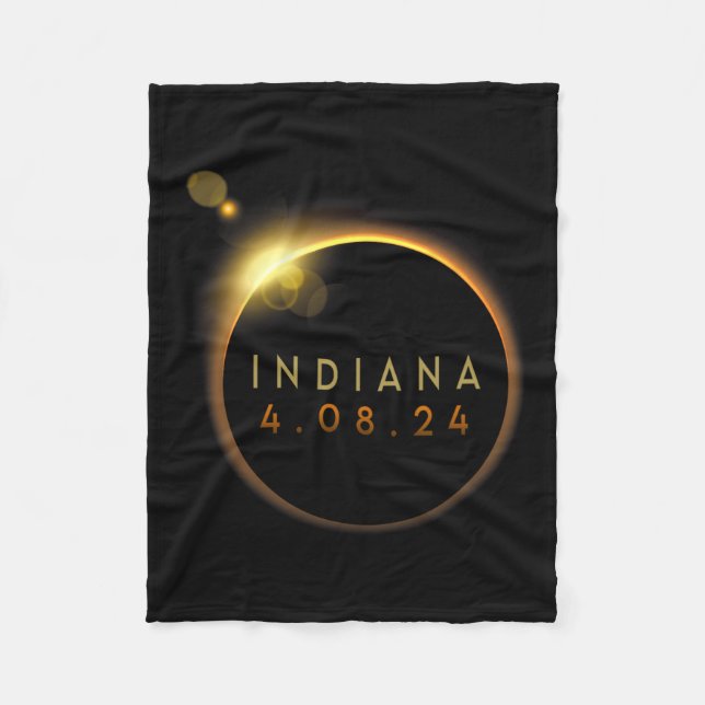 Total Solar Eclipse 2024 Totality Indiana  Fleece Blanket (Front)