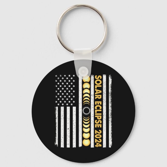 Total Solar Eclipse 2024 Totality Phases US Americ Keychain (Front)