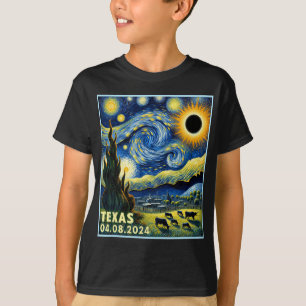 Total Solar Eclipse 2024 Van Gogh Starry Night Sty T-Shirt