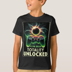 Total Solar Eclipse 2024 Video Game Controller Boy T-Shirt