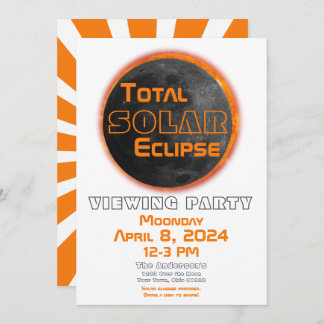 Total Solar Eclipse 2024 Viewing Party Moon Sun Invitation
