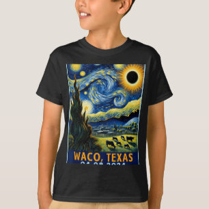 Total Solar Eclipse 2024 Waco Texas Van Gogh Starr T-Shirt