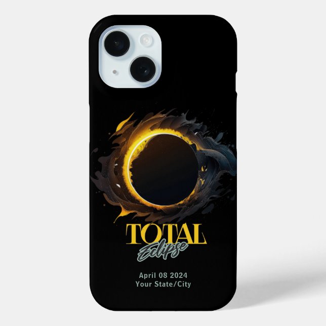 Total Solar Eclipse 2024 Your City Cool Cosmic Case-Mate iPhone Case (Back)