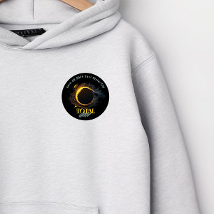 Total Solar Eclipse 2024 Your City State Black  2 Inch Round Button