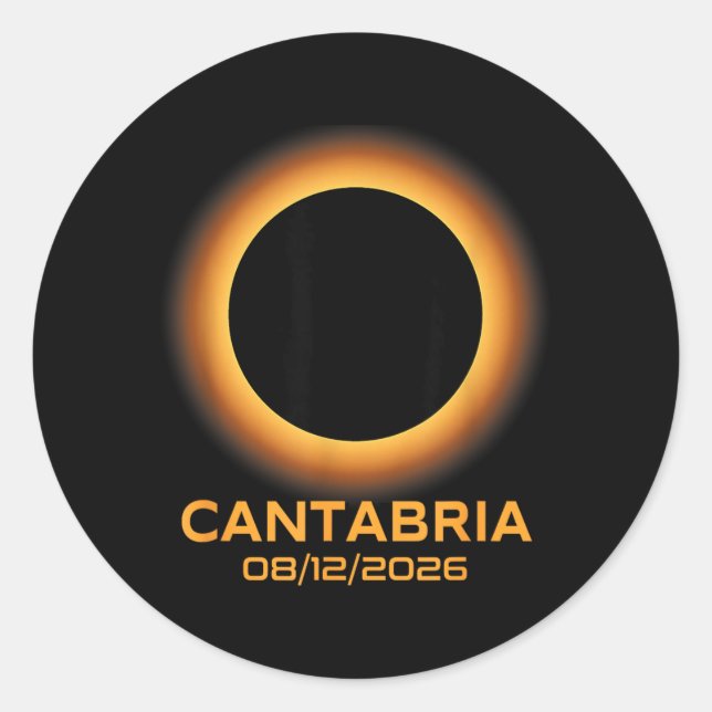 Total Solar Eclipse 2026 Cantabria Spain Totality Classic Round Sticker (Front)