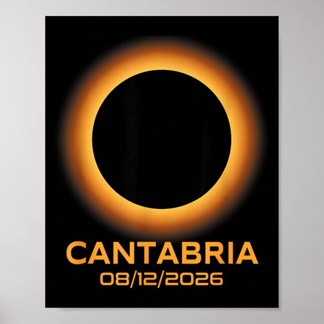 Total Solar Eclipse 2026 Cantabria Spain Totality Poster (Front)