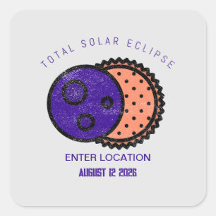 Total Solar Eclipse 2026 Custom Square Sticker