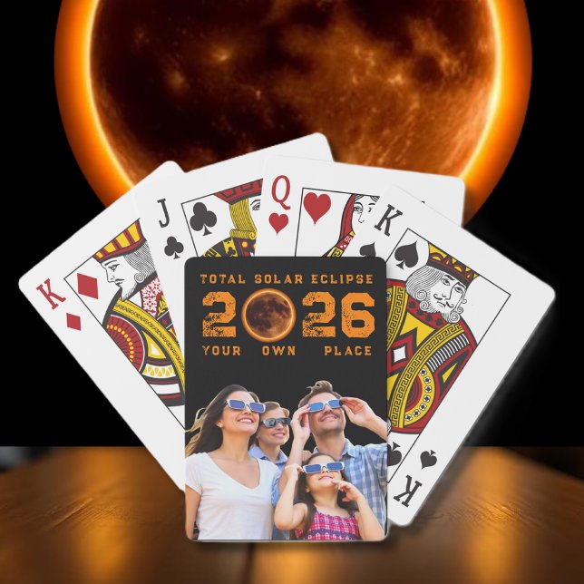 Total Solar Eclipse 2026 Family Photo Keepsake Playing Cards (Total Solar Eclipse 2026 Family Photo Keepsake Poker Cards )