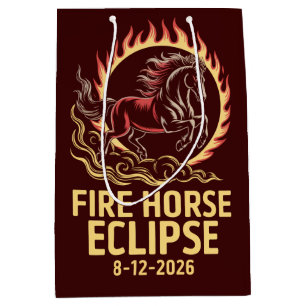 Total Solar Eclipse 2026 Fire Horse Birthday Gift Medium Gift Bag