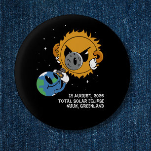 Total Solar Eclipse 2026 Greenland Photobomb 1 Inch Round Button