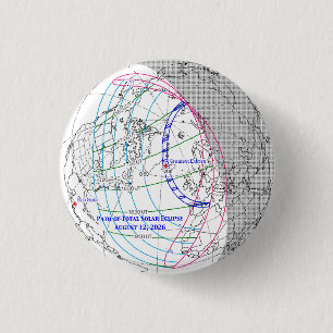 Total Solar Eclipse 2026 Map 1 Inch Round Button