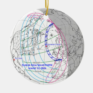 Total Solar Eclipse 2026 Map Ceramic Ornament