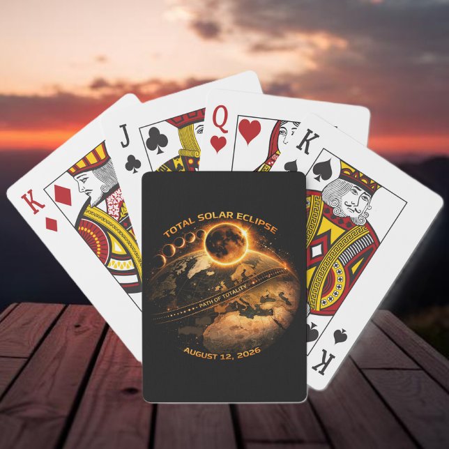 Total Solar Eclipse 2026 Path of Totality Playing Cards (Zazzle Total Solar Eclipse 2026 Path of Totality Poker Cards )