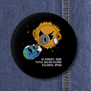 Total Solar Eclipse 2026 Spain Photobomb 1 Inch Round Button