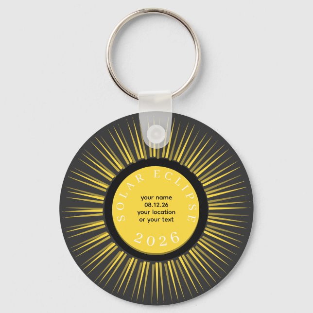 Total solar eclipse 2026 your text personalized keychain (Front)